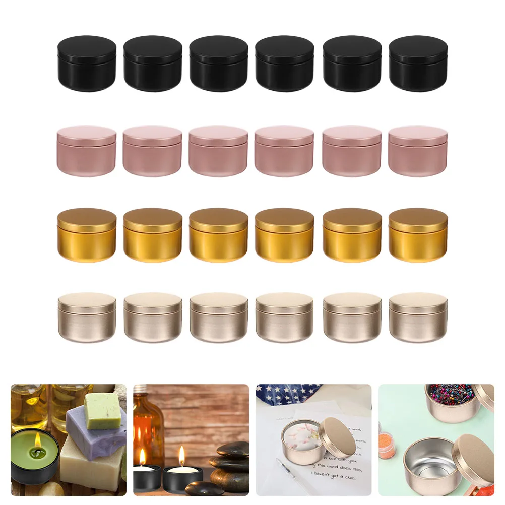 24Pcs Jars Empty Containers Tins Making Tins Round Storage Box for DIY Salves Skin Care Beauty Samples