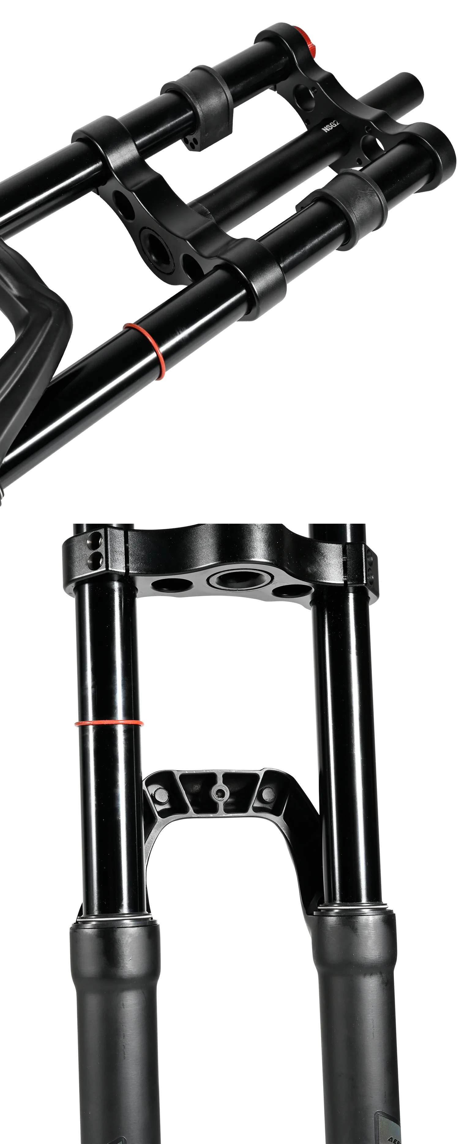 NanLio Dual Crown MTB Air Fork 27.5/29 Inch (2.5" Tire) - 150mm Travel, Rebound Adjust, 32mm 15/9x100mm for E-Bike & Downhill