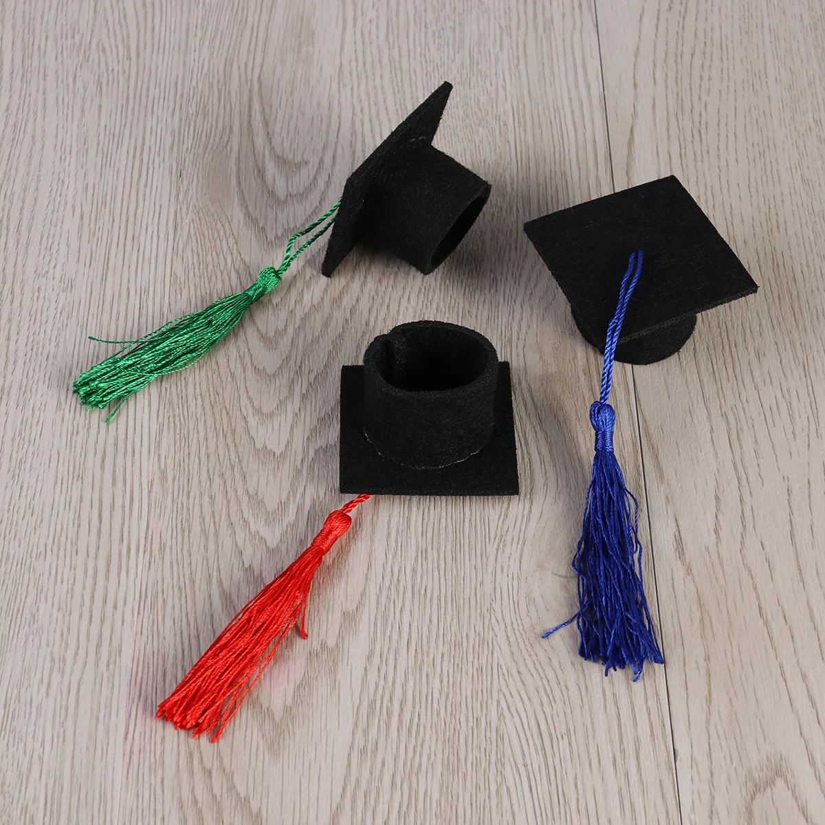 

6Pcs Wine Bottle Decorations Mini Doctoral Hat Assorted Colors Fabric Tassels Christmas New Year Party Table Decor