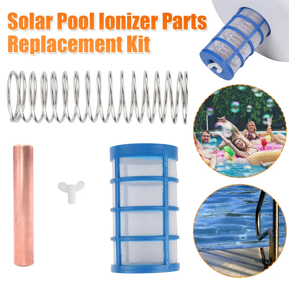 

Комплект запасных частей для солнечного ионизатора для бассейнов: медный анод, пружинная корзина, сетка, детали для очистителя-ионизатора