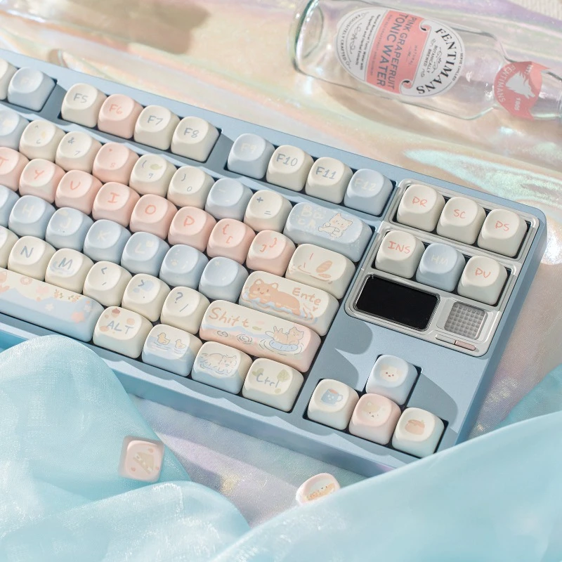 

Набор колпачков для клавиш Sea Salt Cat, 131 клавиш, колпачки для клавиш с профилем PBT MOA, персонализированные колпачки для механической клавиатуры, геймера, офиса, Cutsom KeyCap
