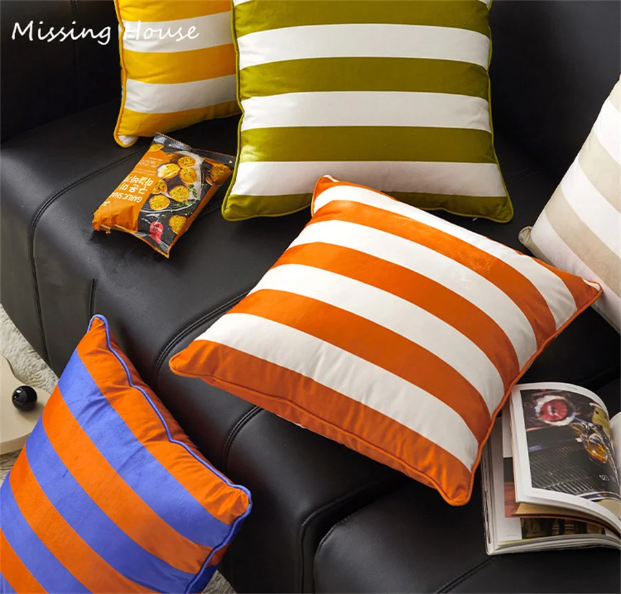 Suger Stripe Dopamine Colors Velvet Pillowcase Back Cushion Cover Sofa Home Decor Kids Child Creativity Gift