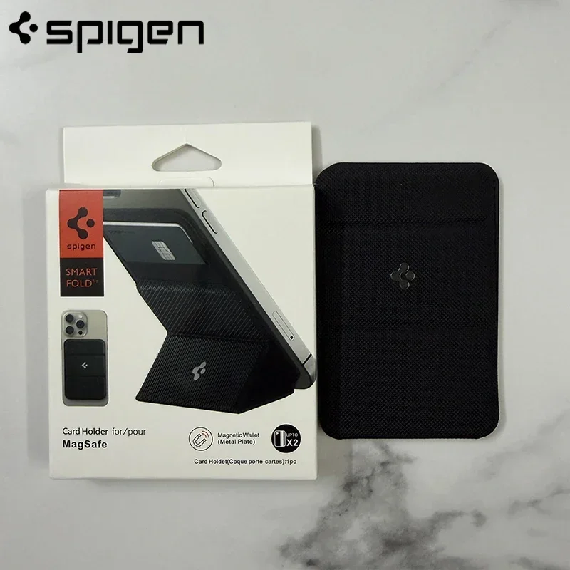 Spigen Magnetic Fold Holder Wallet Card Case For iphone 18 Duo 17 16 15 14 Pro Max Air For Magsafe With Box Kickstand Case