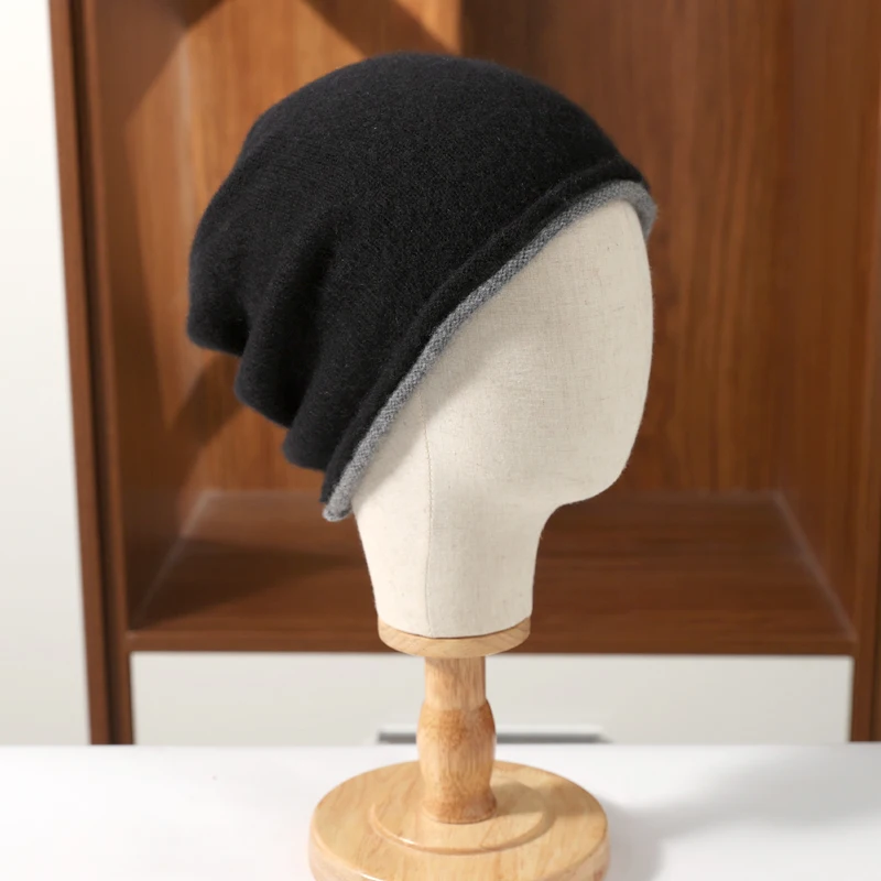 ZYCZCXX 100% Merino Wool Knitted Hat For Women Warm Autumn/Winter Outdoor Travel Warm Hat For Men Soft Cashmere Casual Hat