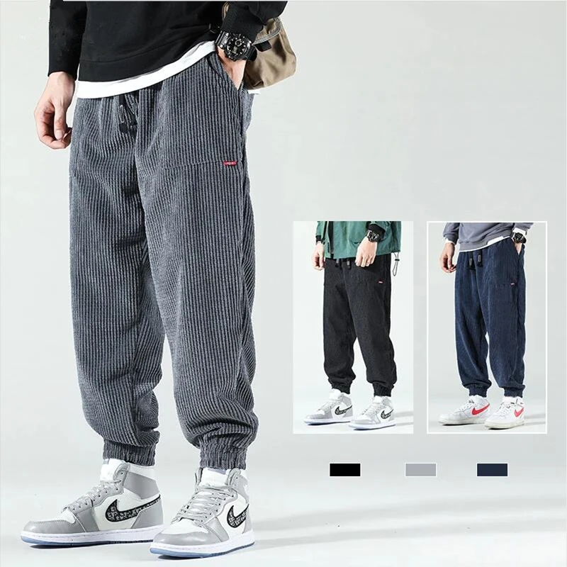 

Corduroy casual men spring and autumn new loose bunches of nine-point pants large size sports pants Harlan pants