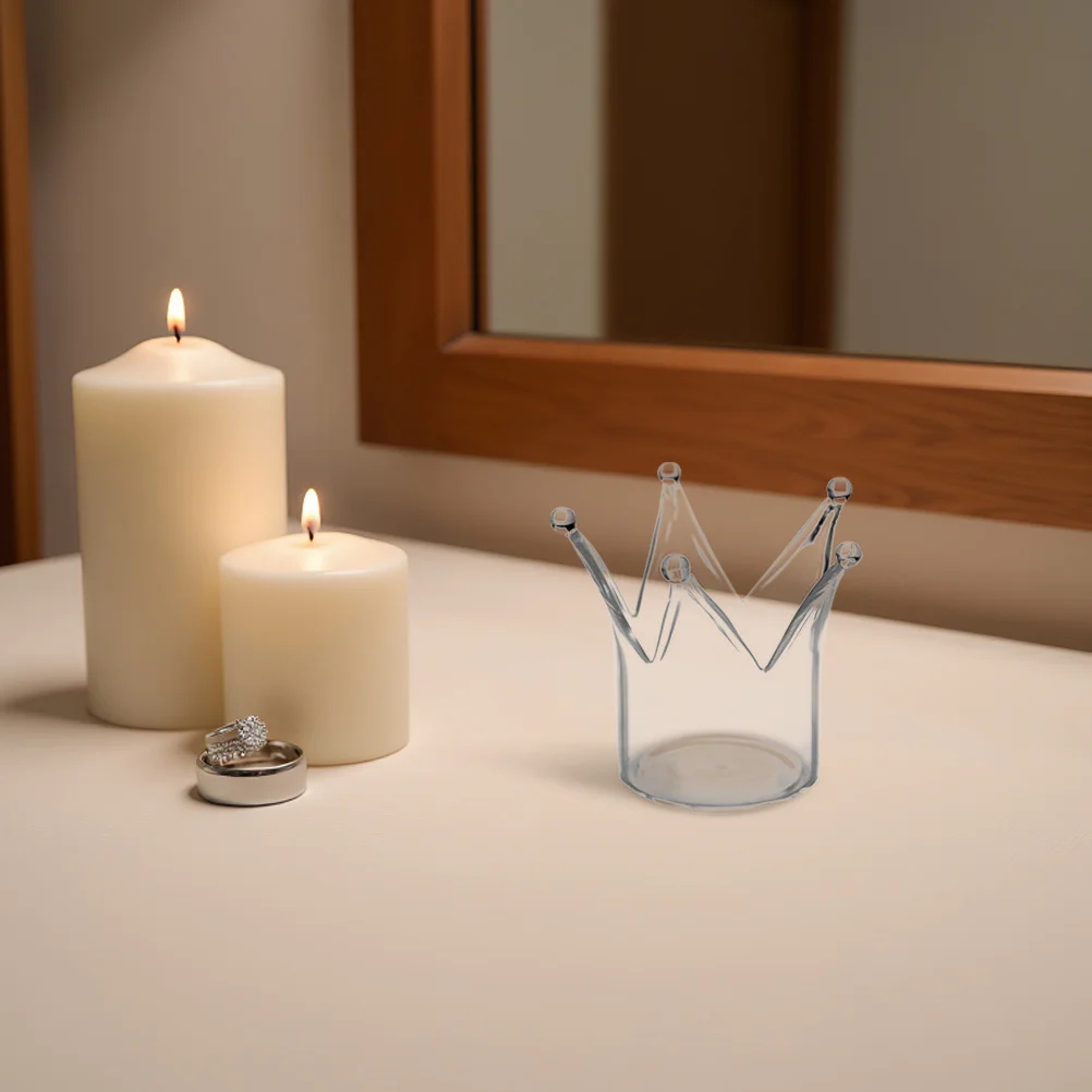 

1Pcs Glass Holder Crown Shaped Decorative Home Ornament for Living Room Bedroom Office Party Wedding Decoration Table