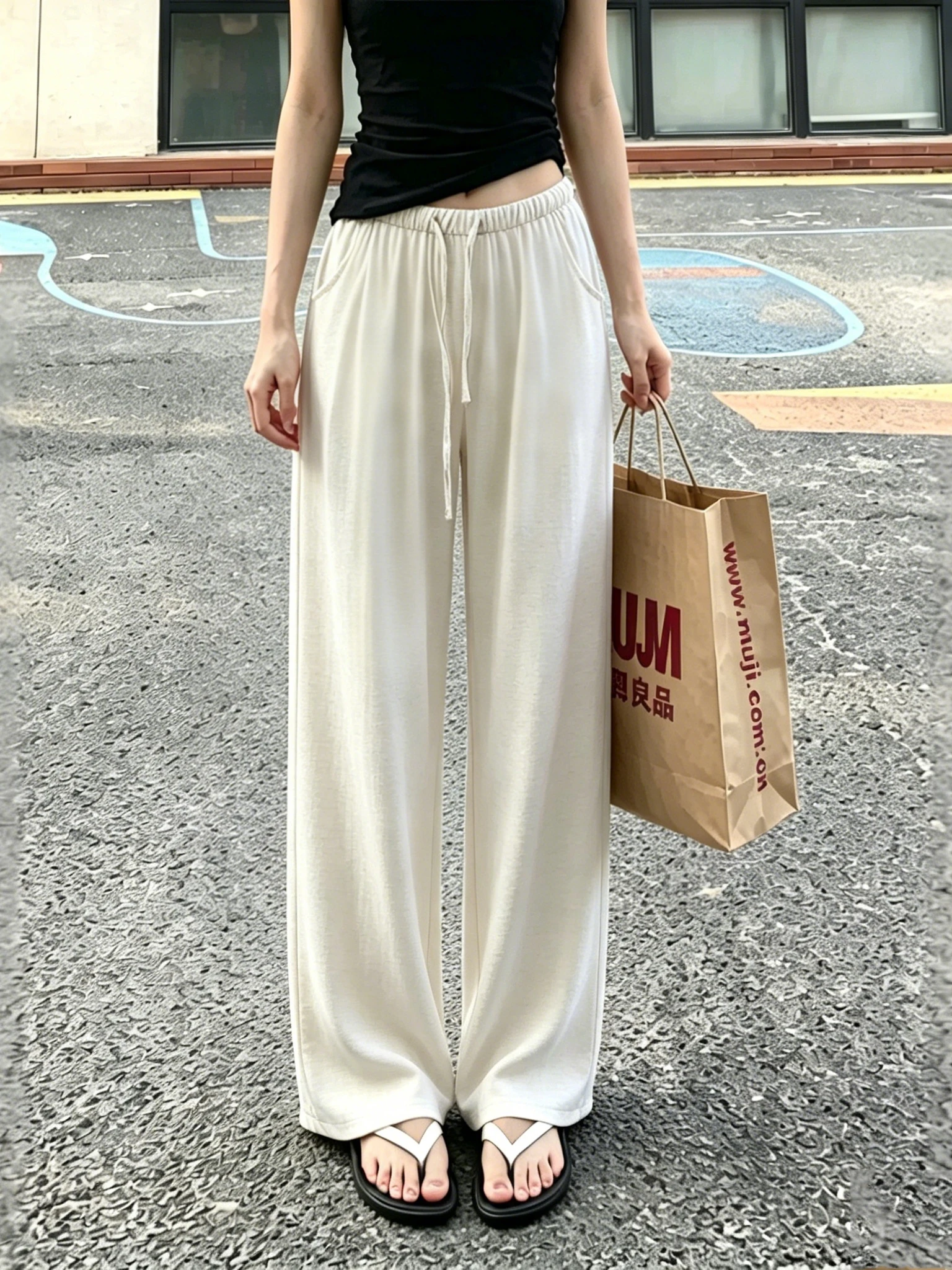 

High Waist Wide Leg Pants Women's Summer Small Size Thin High Waist Loose Slimming Drape Casual Versatile Floor-Length Pants