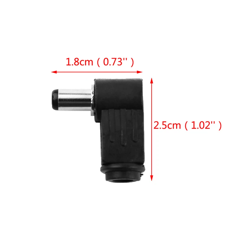 Conector de alimentação DC, ângulo de 90 graus, plugue macho para fêmea Jack, conversor de acoplador, conector do cabo Jack, 5.5x2.1mm, 2.5mm, 2pcs