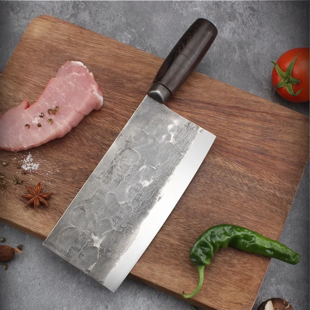 100% Handmade Kitchen Knife 5Cr15mov Forged Blade Chef\'s Slicing Knife Chinese Old Style Cleaver Knives Comfortable Handle