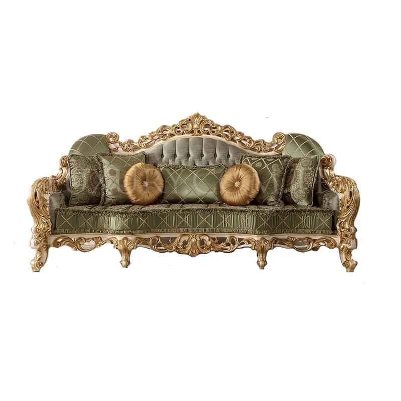 Huangjia Haoting European style solid wood carved fabric sofa, Italian villa furniture, customized large unit sofa