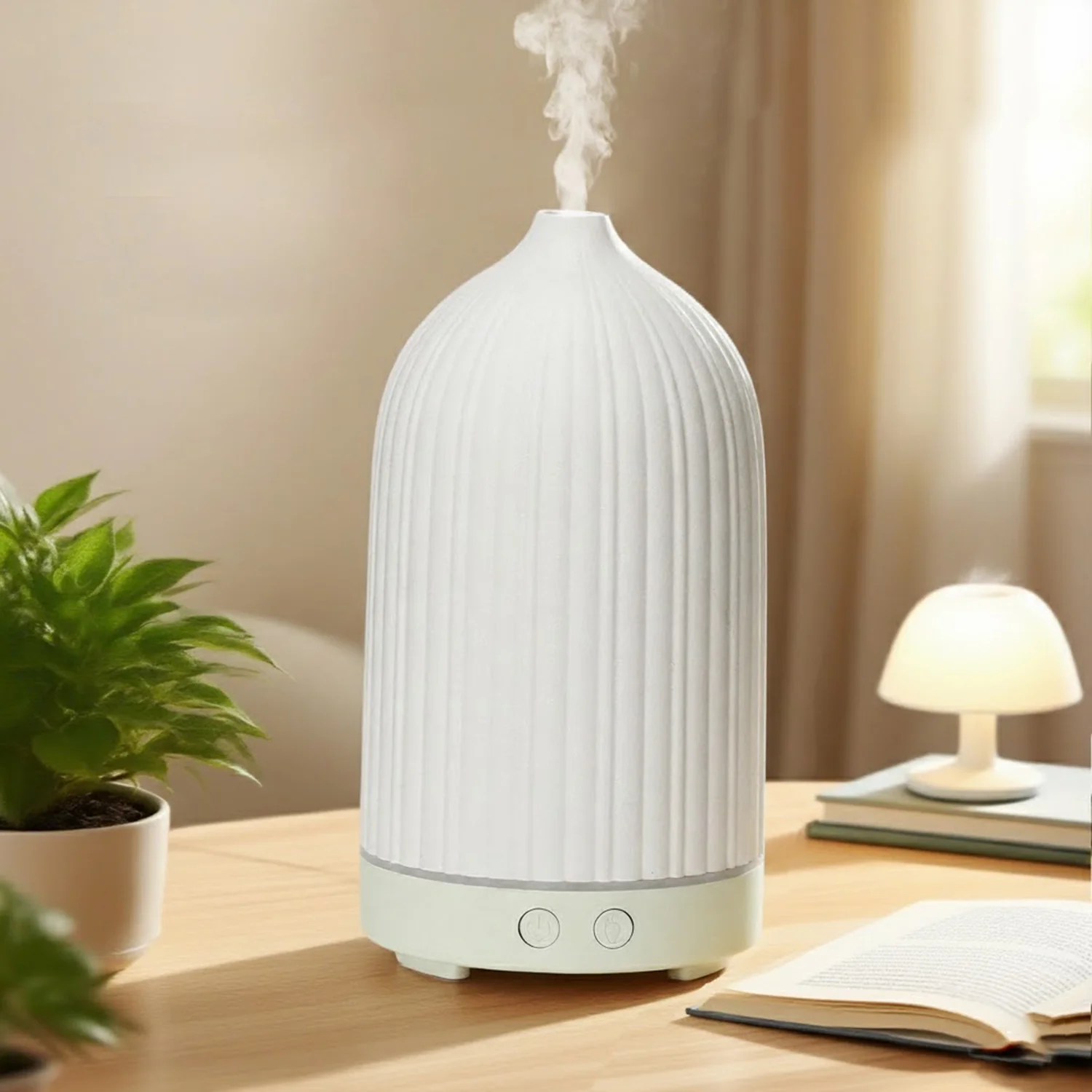 

200ml Creative Stripe Air Humidifier USB Portable Aroma Essential Oil Diffuser Vase Ultrasonic Mist Maker with 7 Color Light
