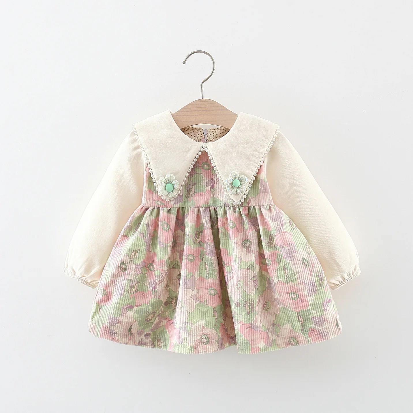 Vestido de flores manga larga para bebé niña estilo primavera - imagen 4