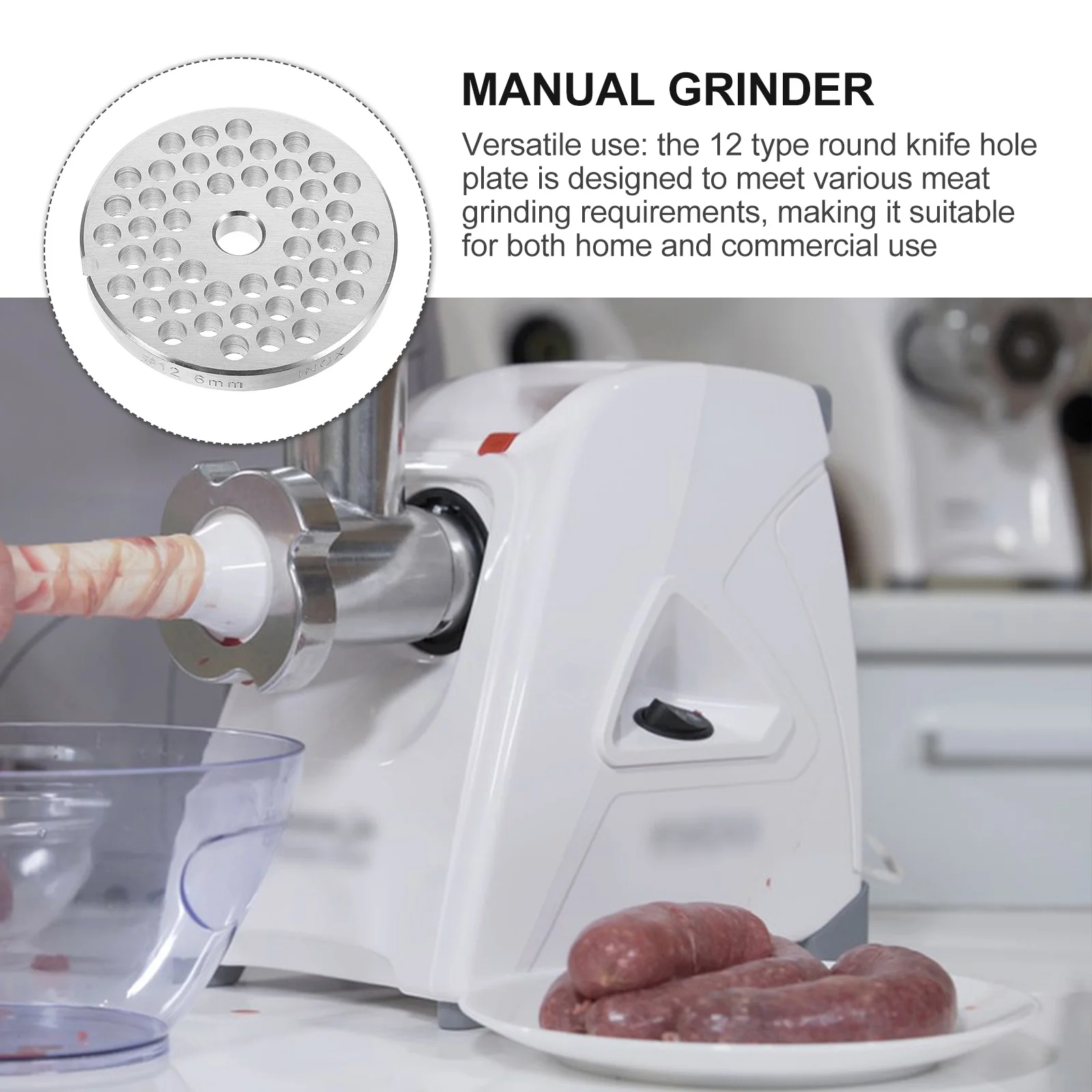 

Meat Grinder 12 Type Stainless Steel Disc Manual Mincer Tool Precision Cutting Ground Beef Attachment Easy Clean