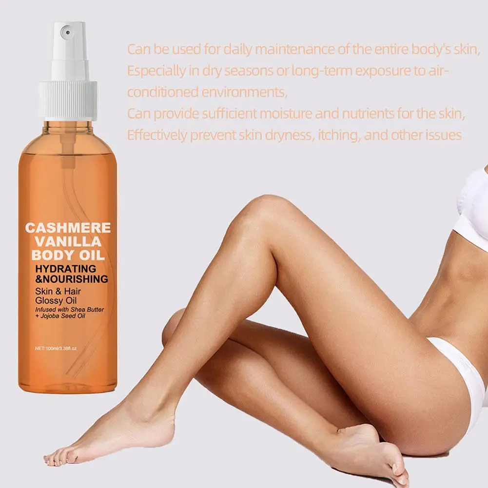 2PCS Cashmere Vanilla Body Oil Deep Hydration Moisturizing Nourishing Refreshing Relaxing Body Massage Oil Skin Care