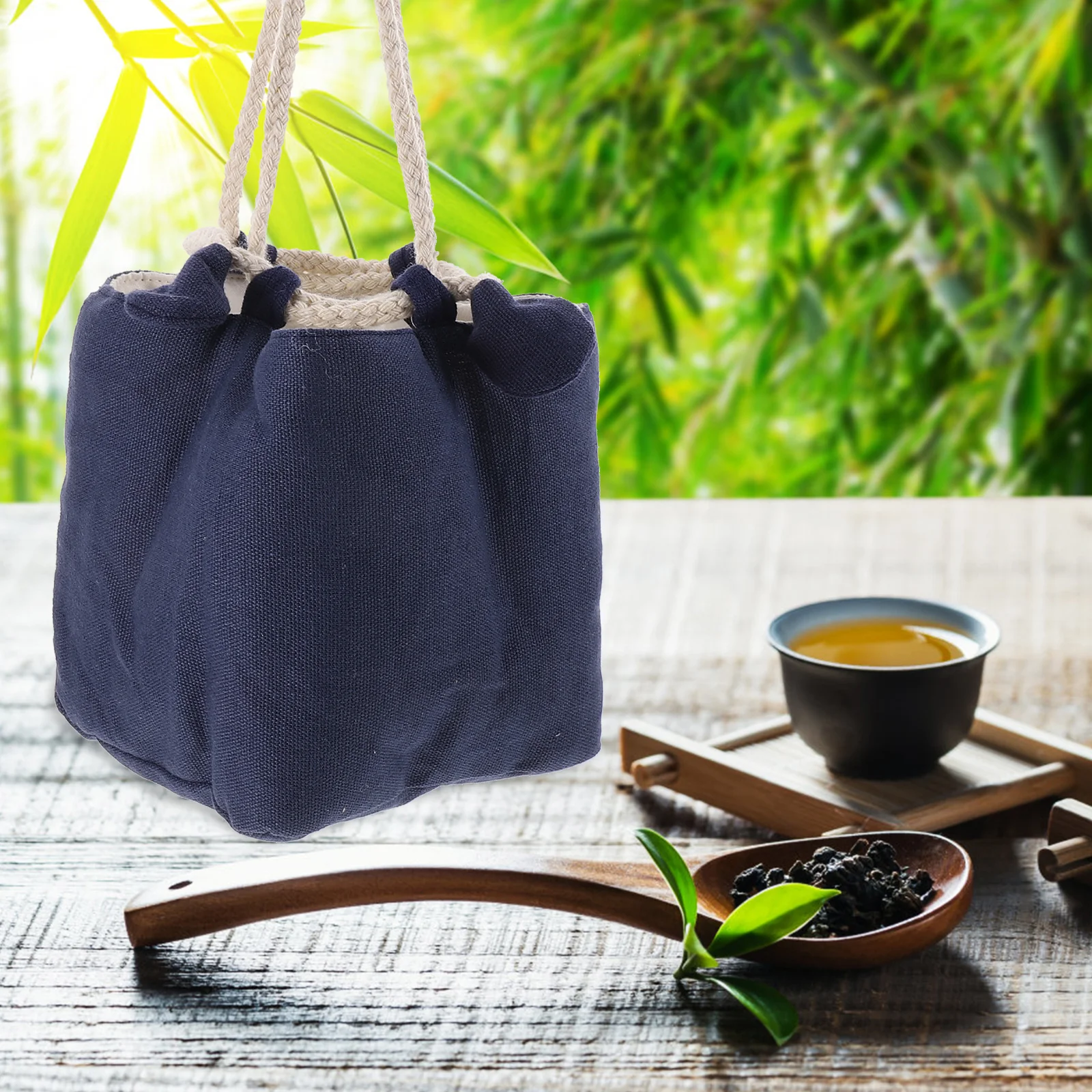 

Travel Tea Set Storage Bag Portable Teacup Pouch Dustproof Wear-Resistant Multi-Function Teaware Carrier Drawstring Closure