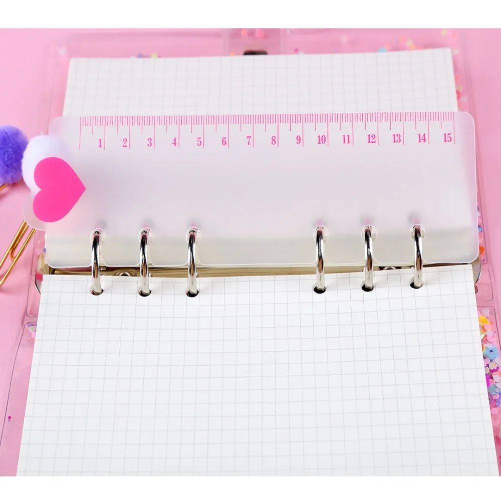 Plastics Loose Leaf Hand Ledger Ruler Wear Resistant Clear Scale Bookmark Ruler Soft Frosted Texture Measuring Ruler Student