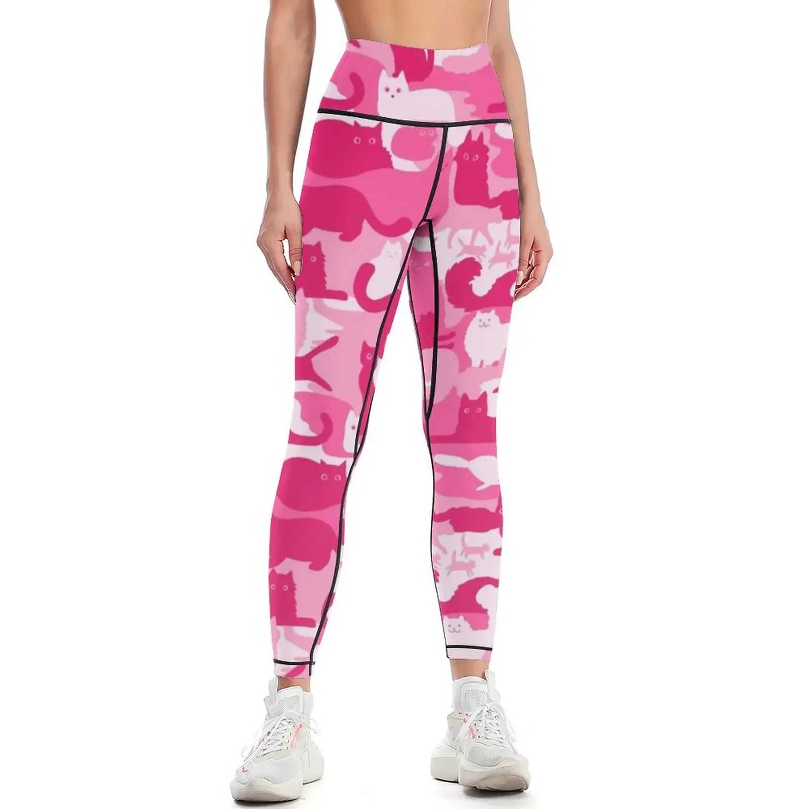 

Pink Camouflage Cats Pattern Cute Camo Kitties Leggings Women's trousers Sportswear woman gym Women's push up Womens Leggings