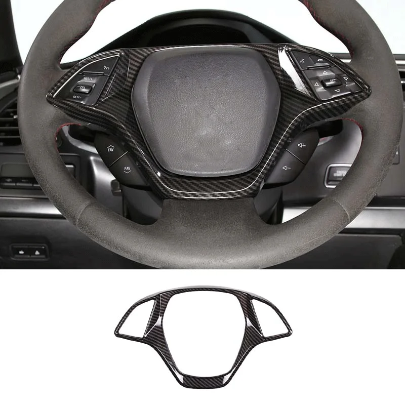 

For 2014-2019 Chevrolet Corvette C7 ABS Carbon Fiber Style Car Styling Car Steering Wheel Decorative Frame Sticker Auto Parts