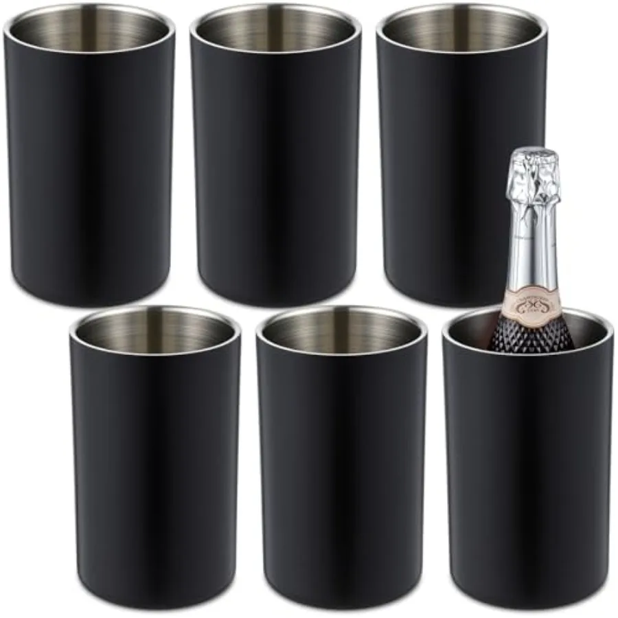 

6 Pack Wine Chiller Bucket Wine Bottles Cooler Bulk, Stainless Steel Double Wall Insulated Champagne Ice Bucket for Parties, Fi