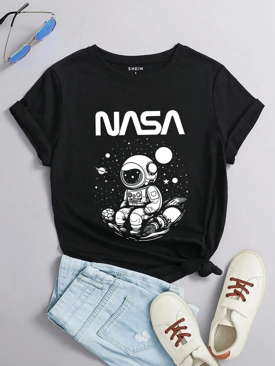 

Plus - Size T - shirt: Sci - fi & Trendy Design, NASA Astronaut Print