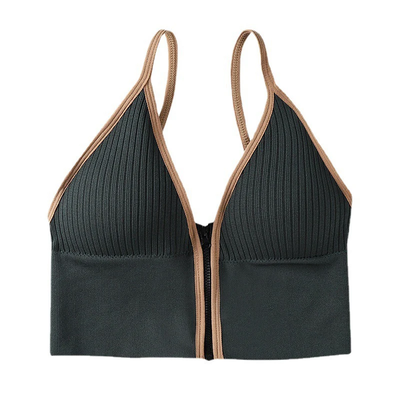 Soutien-gorge rembourré sans couture pour femmes, sous-vêtements rembourrés, bralette dos nu en U, haut de nuit, camisoles en coton sans fil, soutien-gorge à fermeture éclair, lingerie sexy