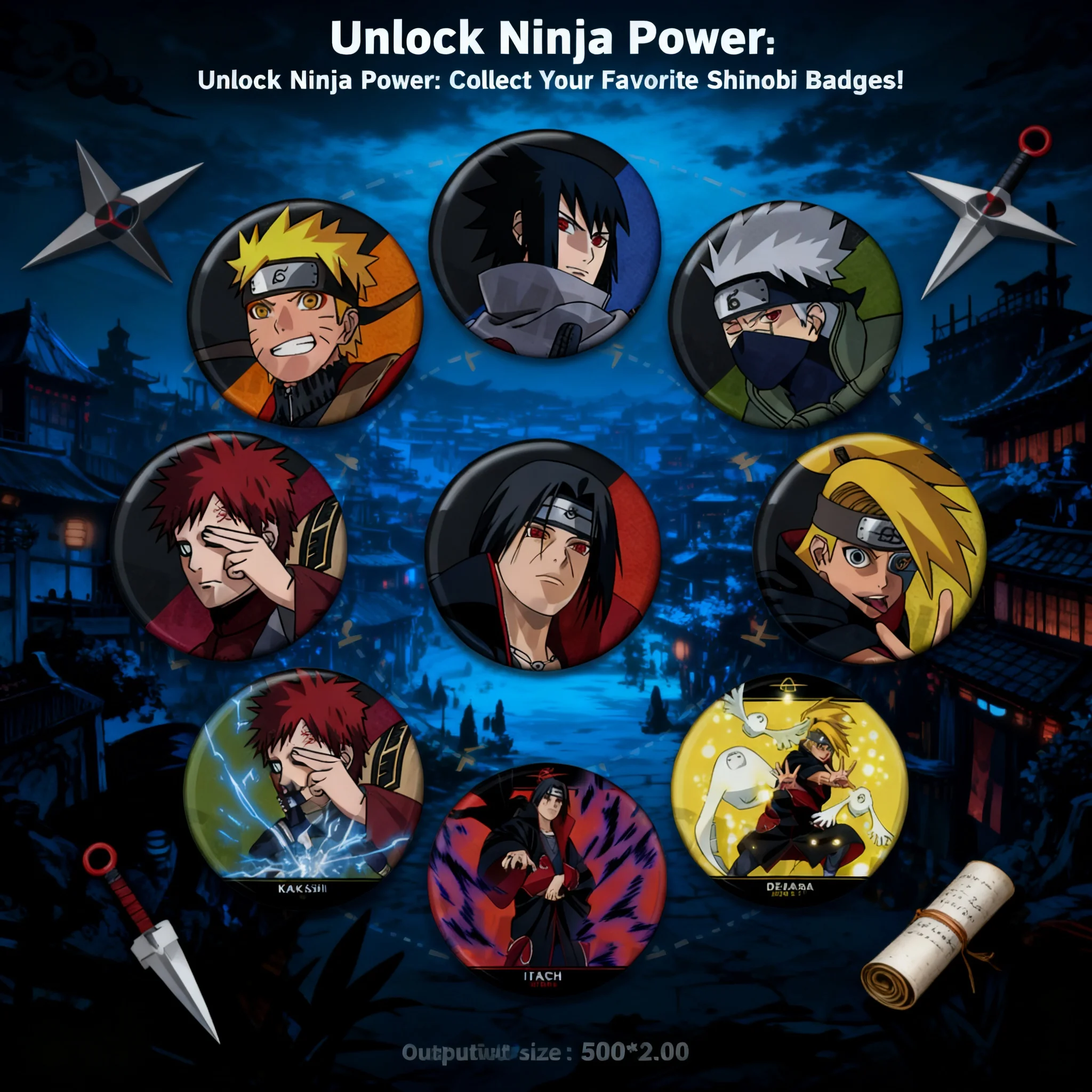 

Naruto Anime Badge Pin Set Cosplay Accessories Collectible Merchandise Gift for Fans Kakashi Sasuke Itachi Deidara Gaara