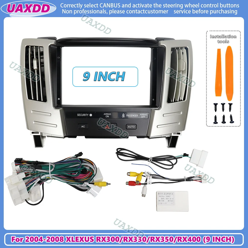 

Car Radio Frame For Lexus RX300 RX330 RX350 RX400 2004-2008 Toyota Harrier 9inch Stereo Panel Power Cable Adapter Canbus Decoder