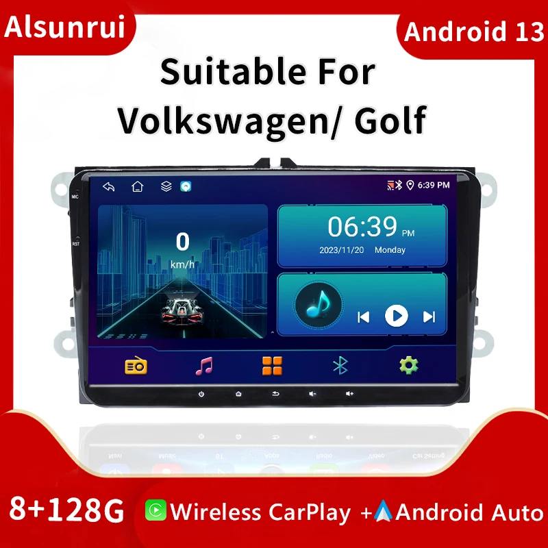 AutoRadio 2 Din Android 13 For VW Polo Passat B6 B7 CC T5 Amarok Volksagen Octavia2 superb 2 tiguan Seat leon Golf 56 Multimedia