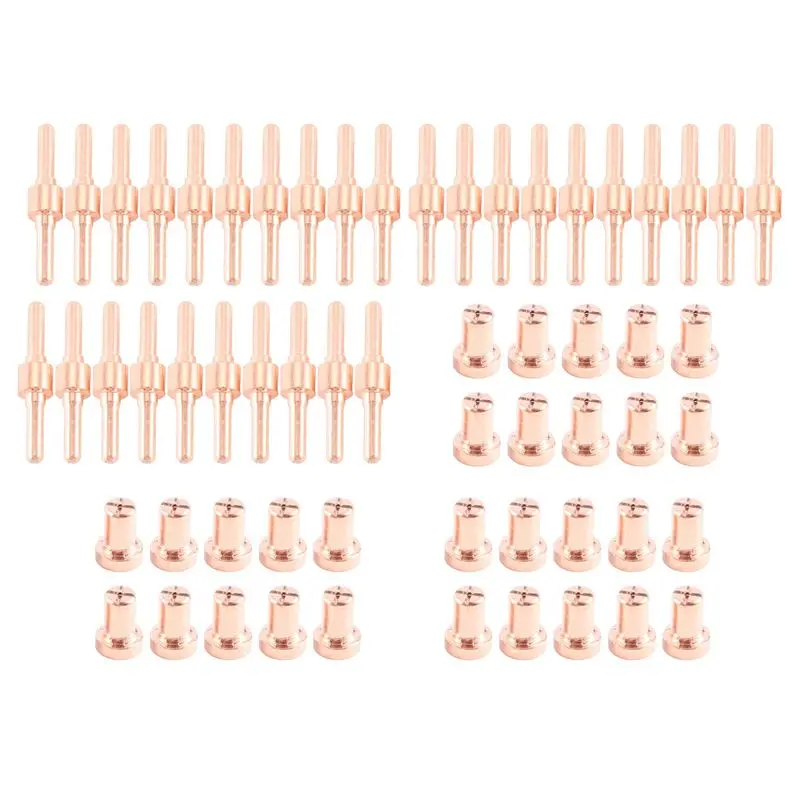 ABMI-60Pcs Red Copper Extended Long Plasma Cutter Tip Electrodes&Nozzles Kit  Consumable For PT31 LG40 40A Cutting Welder Torch,