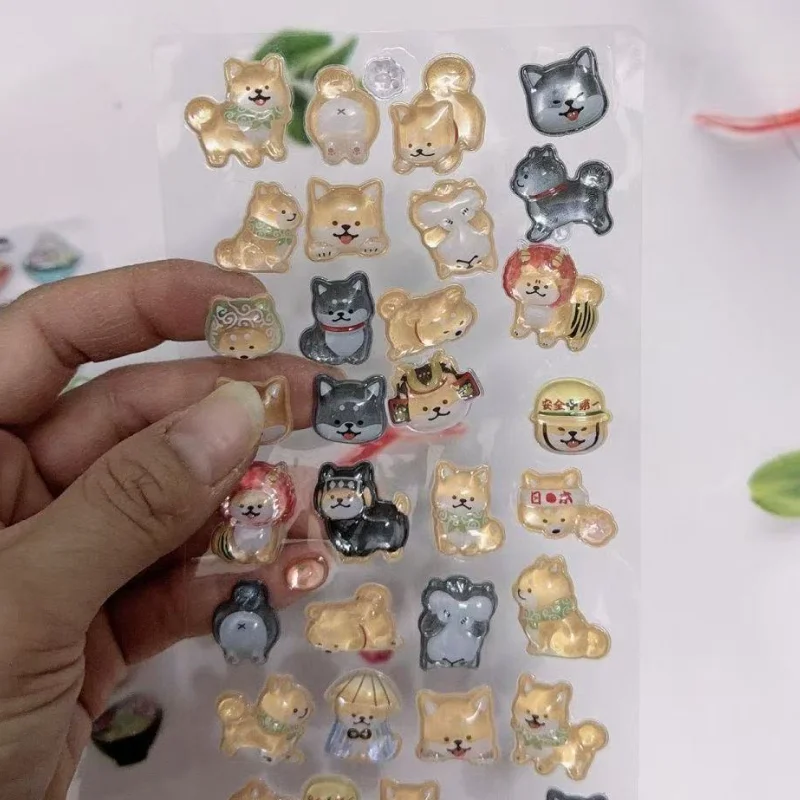 

Cartoon Shiba Inu Sticker Creativity Cute Yellow Puppy 3D Relief Sticker Girl Diy Ccd Phone Case Suitcase Decoration Couple Gift