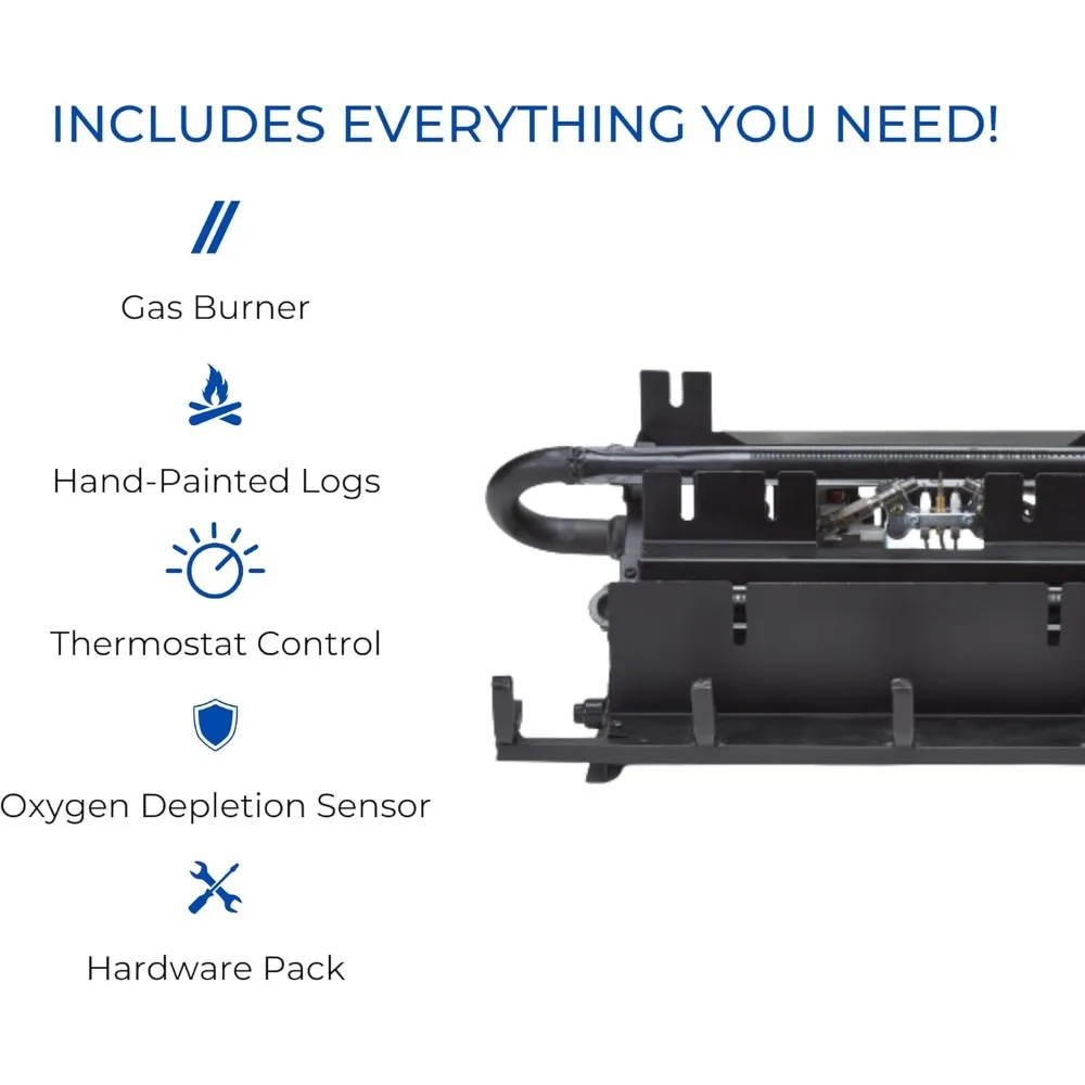 سجلات مدفأة مزدوجة الوقود بدون فتحات، 32000 وحدة حرارية بريطانية، تسخين ما يصل إلى 1100 قدم مربع، توافق الغاز الطبيعي/LP