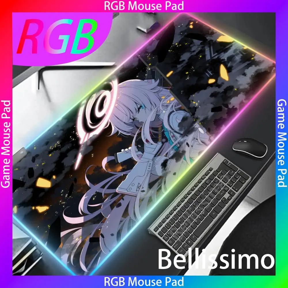 Anime girl Blue Archive Mouse Pad RGB Luminous 1000X500mm Large Table Pad Encrypted Anti Skid Super Large LED Mouse Pad