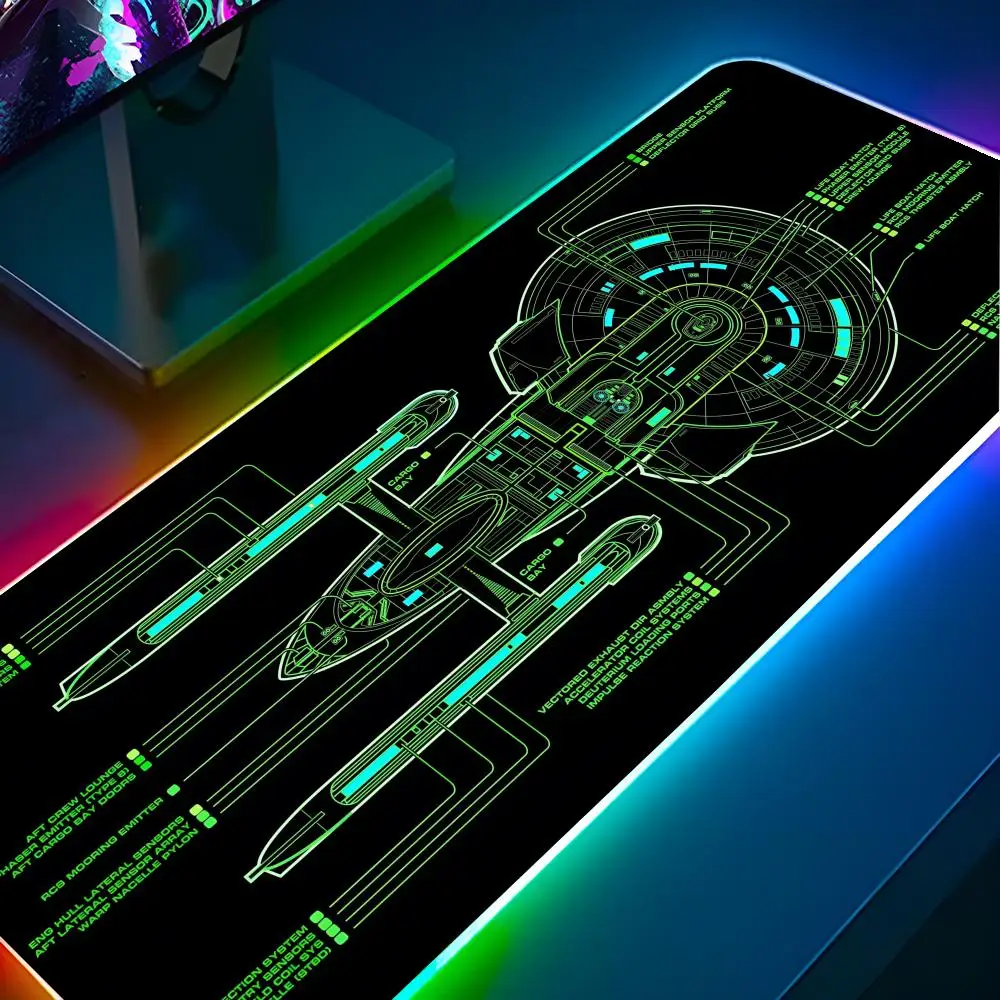 S-Star T-Trek Mouse Pad RGB Backlit Mouse Pad Laptop Mouse Pad Laptop Gamer Computer Desk Gaming Accessories