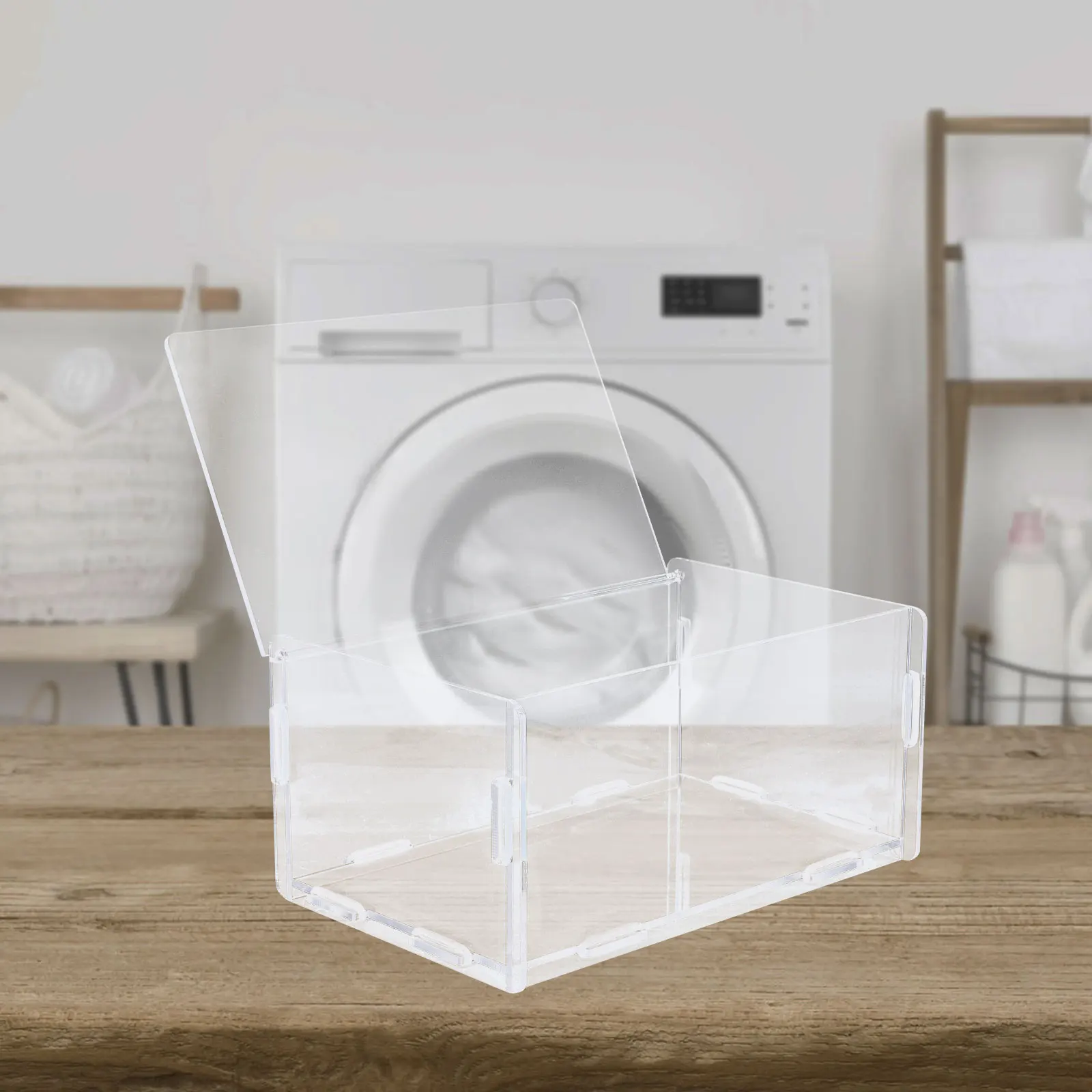 

Dryer Sheets Box Transparent Acrylic Storage Container With Lid For Laundry Room Organizer Holder Dispenser Clear Box Household