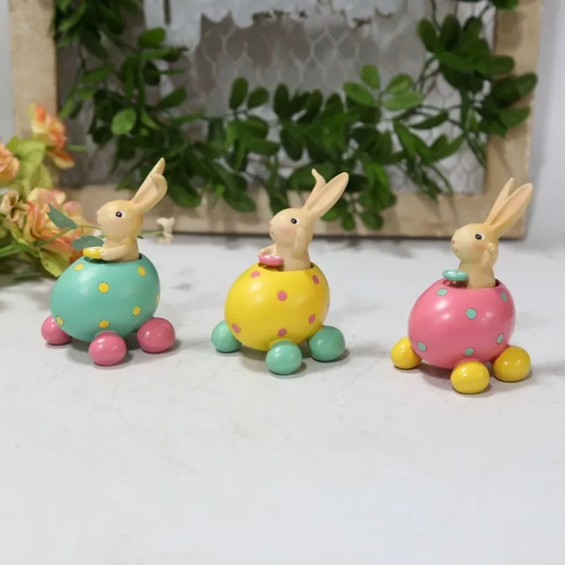 

Easter Home Resin Colored Rabbit Sitting Eggshell Decoration Desktop Decoration