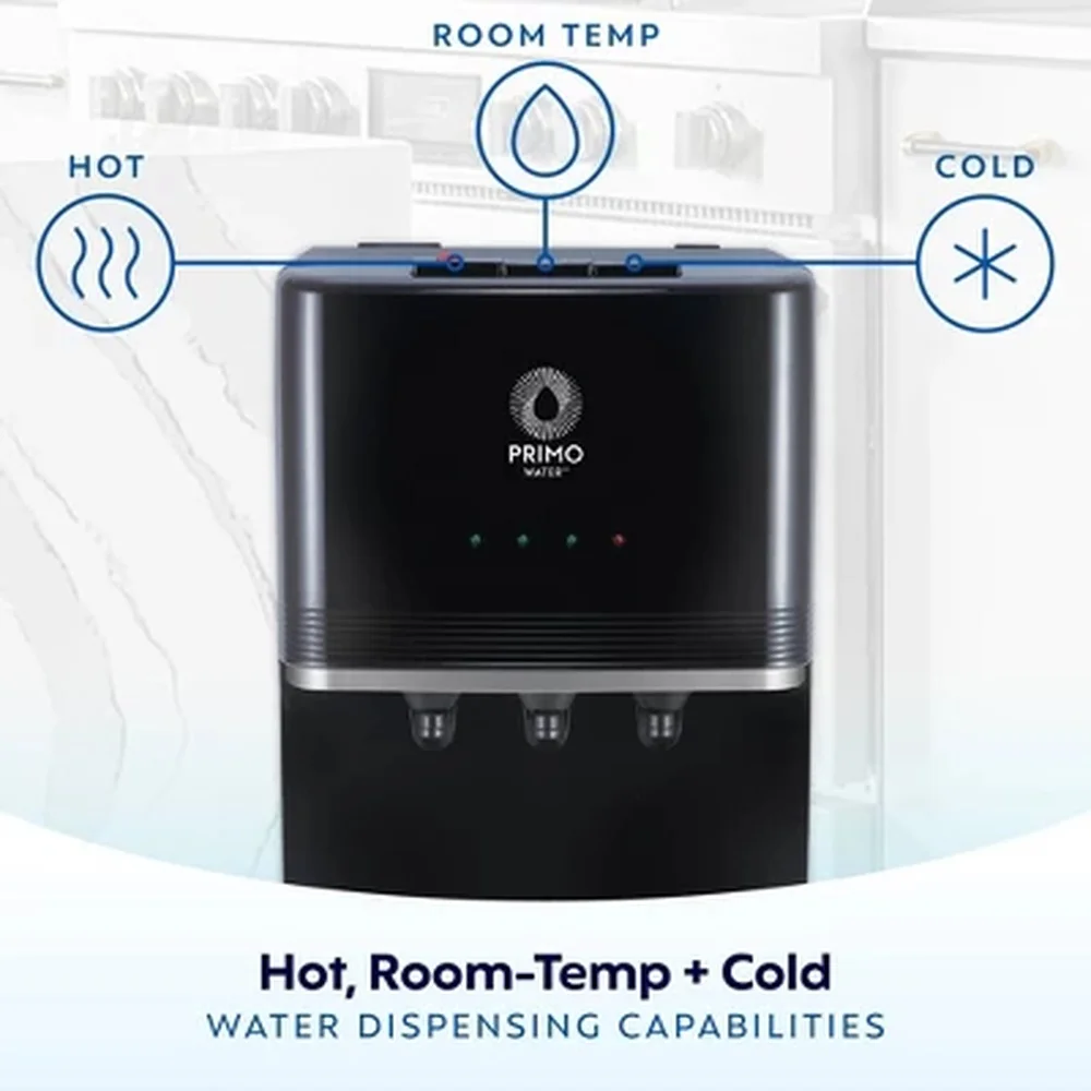 موزع مياه تحميل سفلي 3 درجات حرارة ساخنة وباردة قائمة بذاتها من الفولاذ المقاوم للصدأ 5 جالون تدفق سريع LED ضوء ليلي آمن