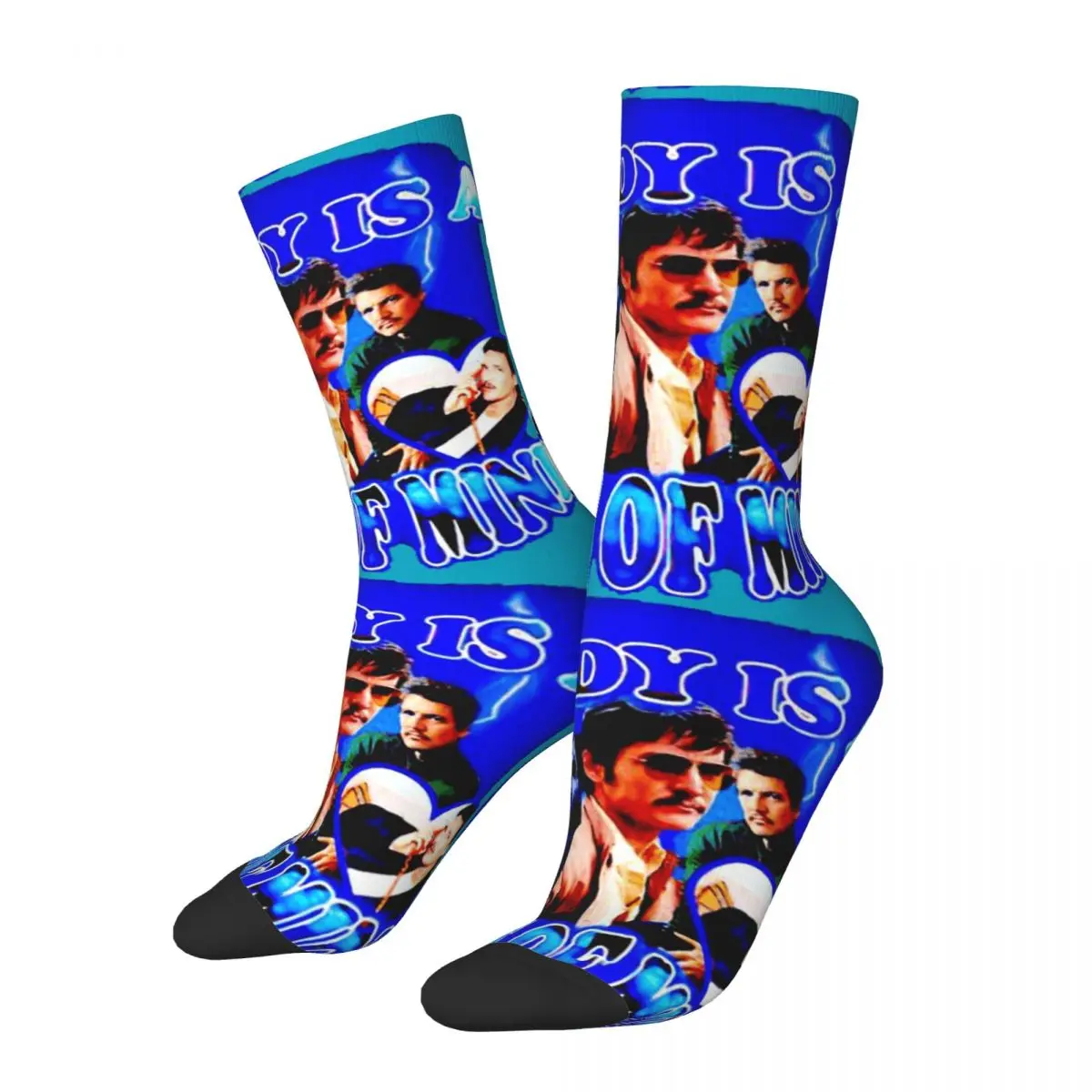 Funny Crazy Compression Sock for Men Daddy Is A State Of Mind Hip Hop Harajuku Pedro Pascal Pattern Printed Boys Crew Sock