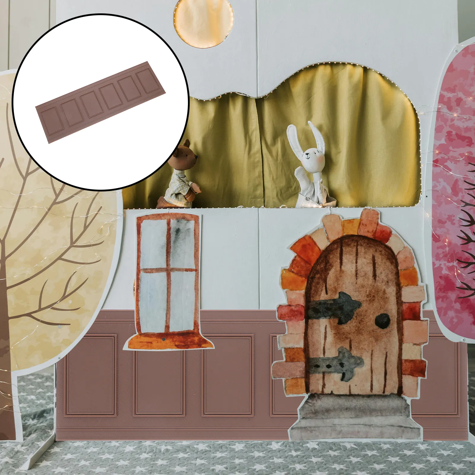 

Dollhouse Wall Panels Peel and Stick Trim Moldings Skirting Board for Modern Micro Scenes Easy Install Resin Mini Wainscoting