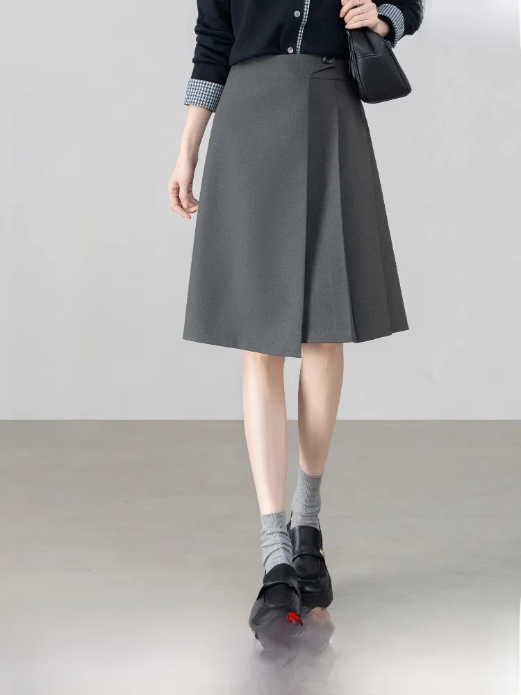 

Юбка-трапеция из льняной смеси Magic A-Line для женщин, весна 2026, новая модель, стройнящая, с завышенной талией, из смесового полиэстера