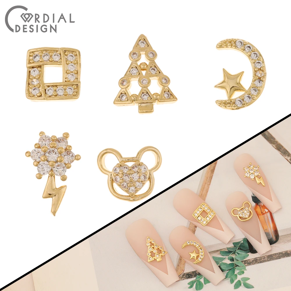 

Cordial Design 50Pcs DIY Fingernail Accessories/Cubic Zircon/Animal Shapes/Genuine Gold Plating/Jewelry Findings & Components