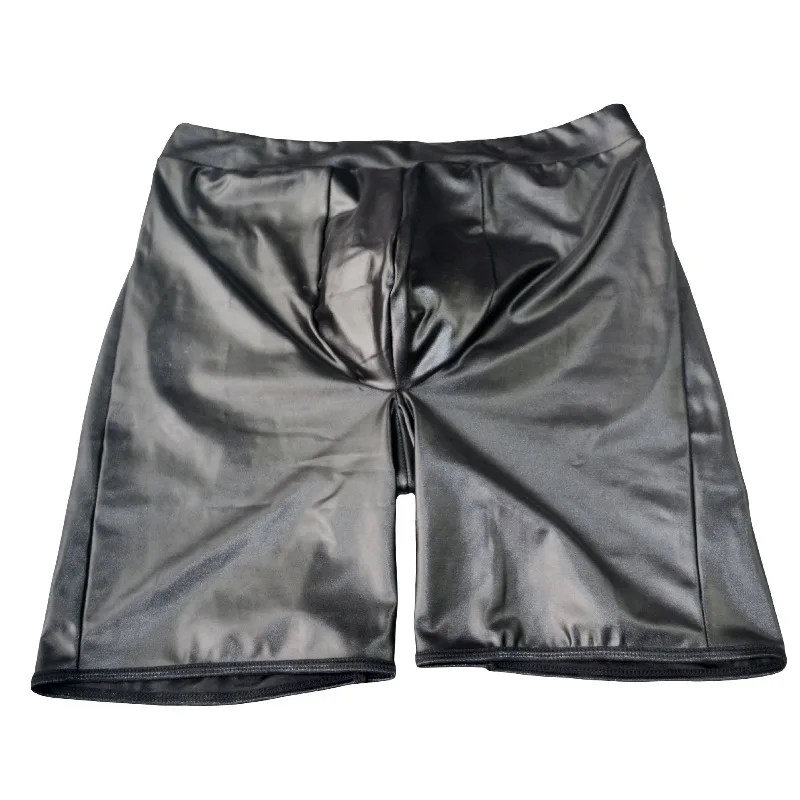 Mens Faux Leather Wetlook Open Butt Shorts Stretchy Night Lingerie Underwear Panties Club Wear Gay Roleplay Sleepwear Pajama