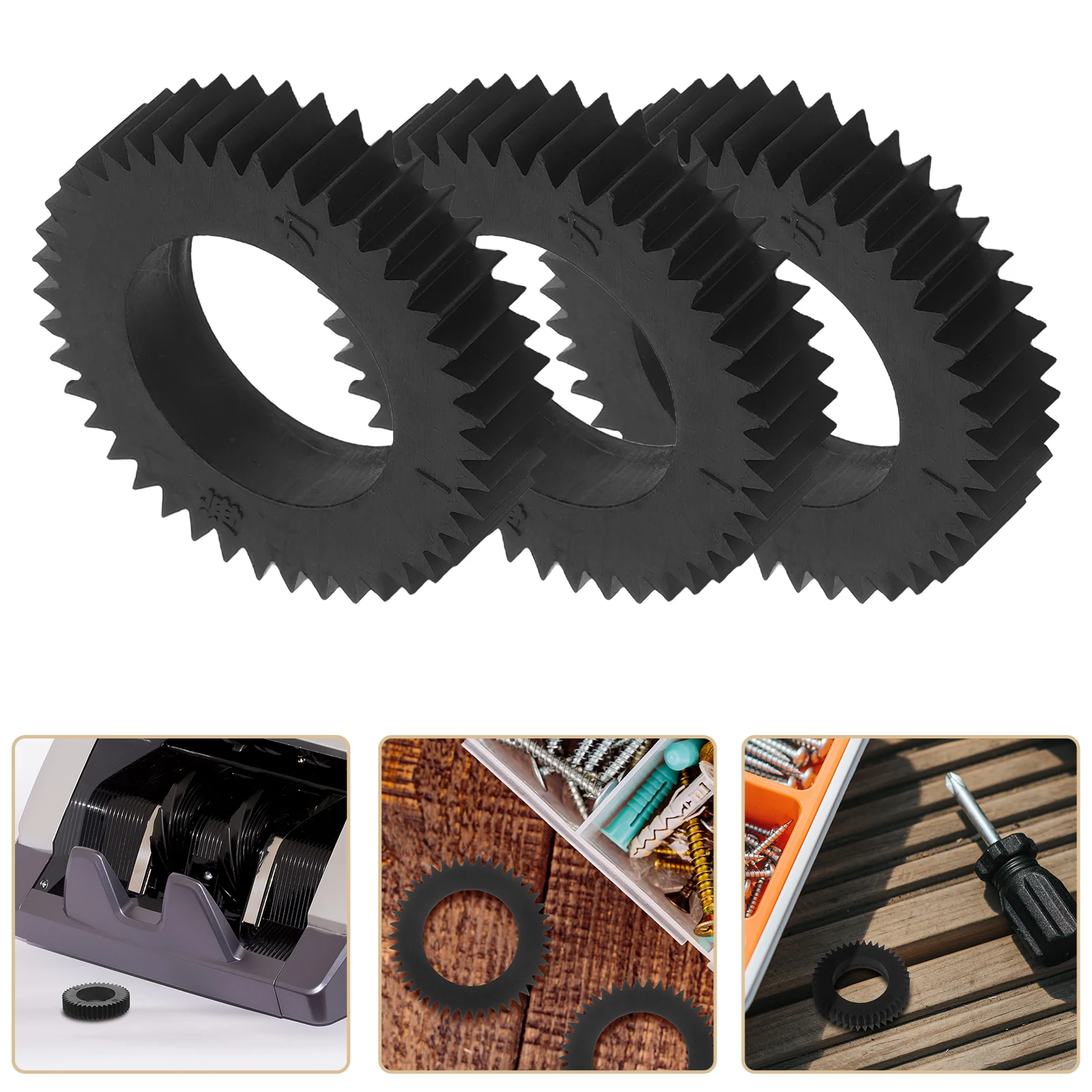6 Pcs Money Counting Machine Wheel Currency Counter Accessory Cash Gear Plastic Repairing Part Black