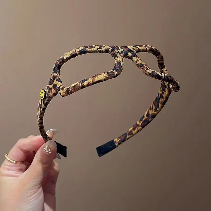 BYL Koreanischer Stil, High-End-Haarband mit Leopardenmuster, Brille, modischer Pony, vielseitige Stirnbänder, Haarschmuck für Frauen und Mädchen