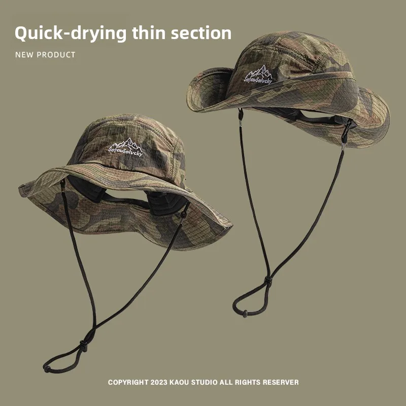 

Outdoor Camouflage Mountaineering Sun Quick Drying Bucket Hat Men Women Summer Breathable Sunshade Hiking Fishing Camping Hat