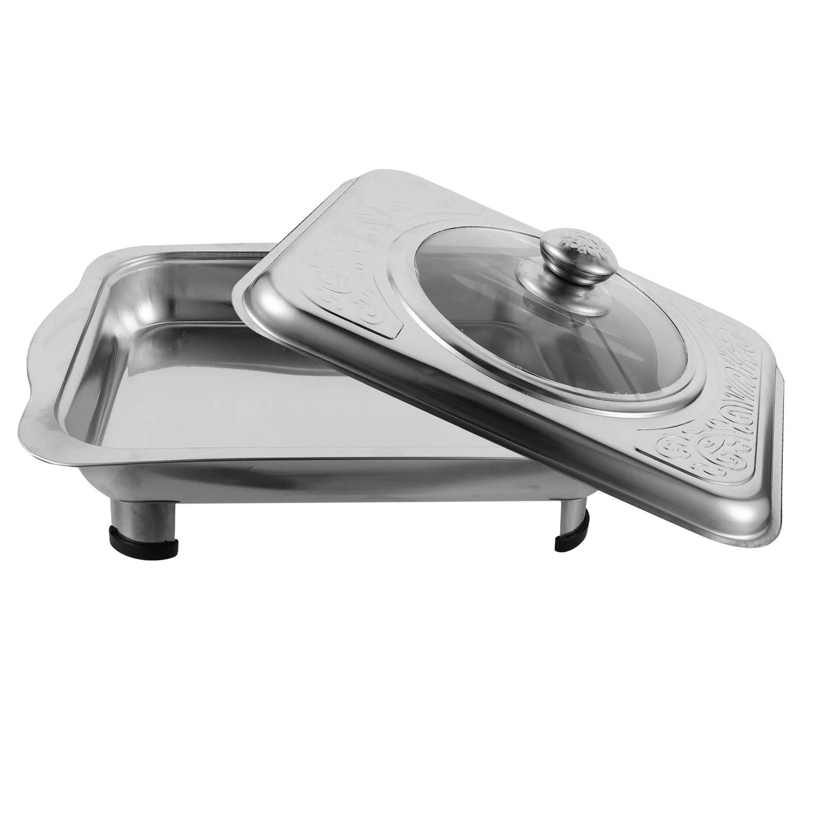 

Stainless Steel Tray Rectangular Buffet Stainless-Steel Plate For Buffet Anti Slip Combined Plate Cover
