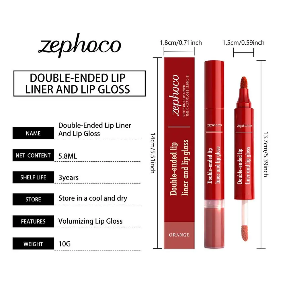 Penna per lucidalabbra liquido a doppia testa Olio per contorno labbra 2 in 1 Smalto per labbra Idratante a lunga durata Labbra rimpolpanti Trucco per macchie