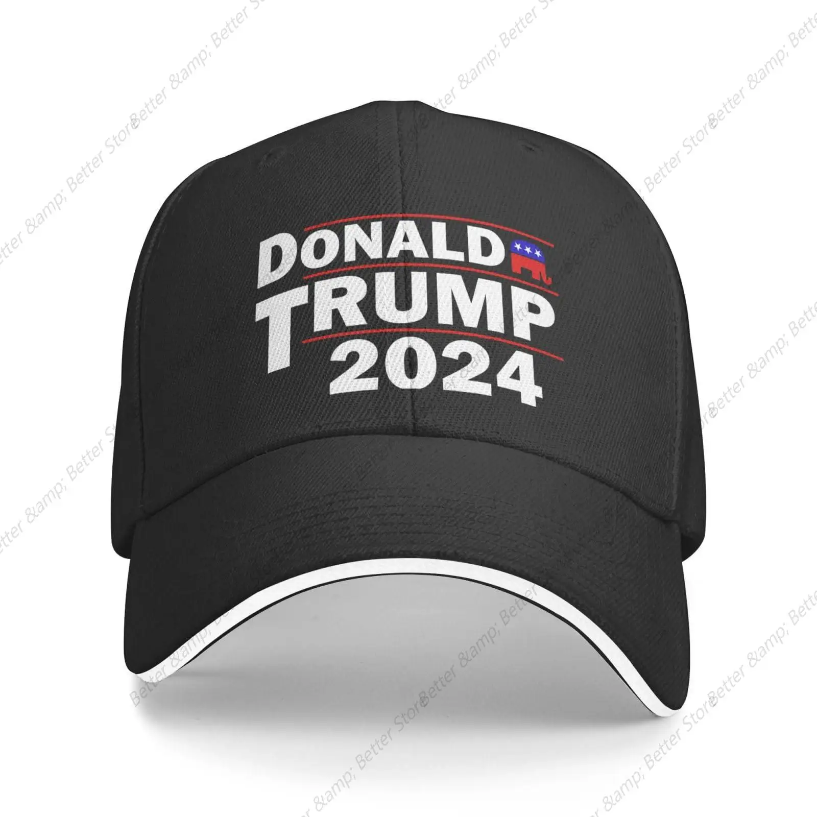 Trump 2024 for President Election Comfortable Sandwich Bill Cap Perfect for Leisure Black