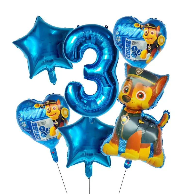 6pcs Cartoon Paw Patrol Ryder Chase Marshall Skye palloncino in foglio di alluminio decorazione di compleanno per bambini forniture per feste regalo