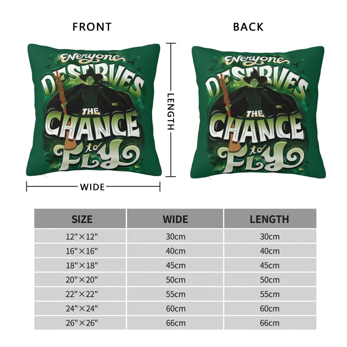 Wicked Everyone Deserves A Chance To Fly Square Pillowcase Polyester Linen Velvet Printed Decorative Sofa Seater Cushion Cover