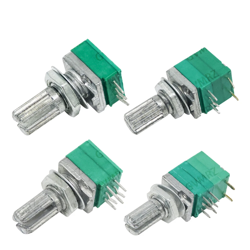 5pcs 3/5/6/8 PIN RK097N/RK097G/RV097NS Rotary Resistor Kit,5K 10K 20K 50K Ohm with Mounting Nuts & Washers for DIY Projects 500K